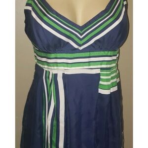 Guess 100% Silk Dress Size M Spaghetti Straps Tie Waist Deep V Neck